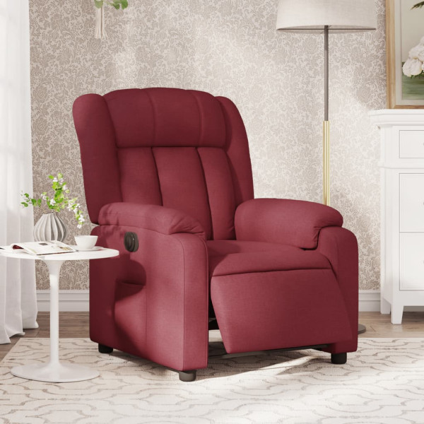 Sillón reclinable eléctrico tela rojo tinto Sillón reclinable eléctrico tela rojo tinto D