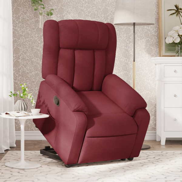 Sillón reclinable elevable tela rojo tinto D