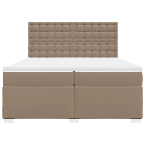 Cama box spring con colchón cuero sintético capuchino 200x200cm M 4