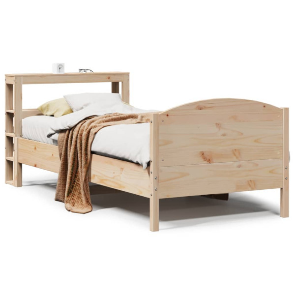 Estructura de cama sin colchón madera maciza pino 75x190 cm M 2