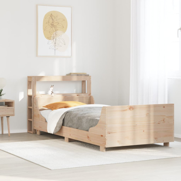 Estructura de cama sin colchón madera maciza pino 75x190 cm D