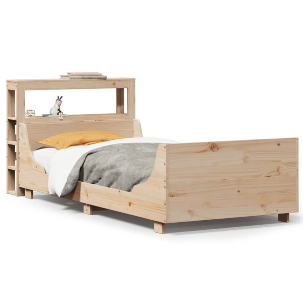 Estructura de cama sin colchón madera maciza pino 75x190 cm M 2
