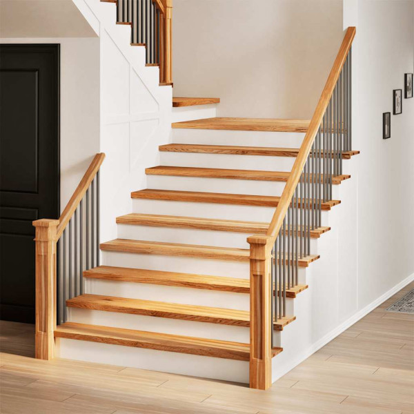 Peldaños de escalera 8 uds madera maciza roble marrón claro D