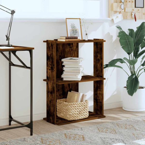 Librería 3 estantes madera ingeniería roble ahumado 60x30x80 cm M 3