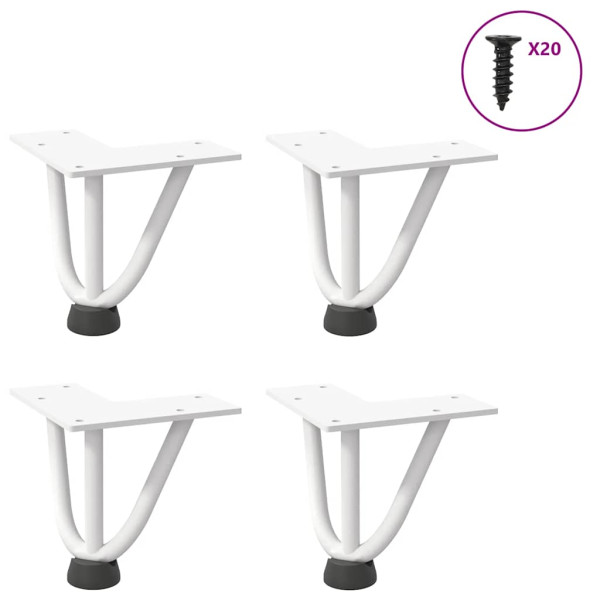 Patas de mesa tipo horquilla 4 uds acero macizo blanco 10 cm D