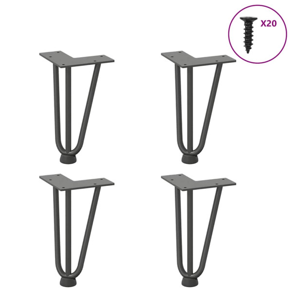 Patas de mesa tipo horquilla 4 uds acero macizo antracita 20 cm D