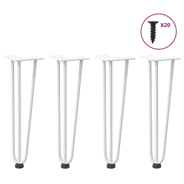 Patas de mesa tipo horquilla 4 uds acero macizo blanco 42 cm D