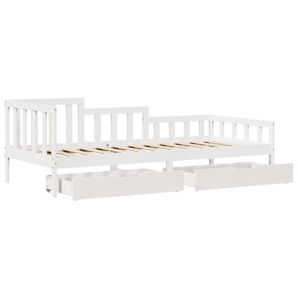 Sofá cama con cajones madera maciza de pino blanca 90x190 cm M 5