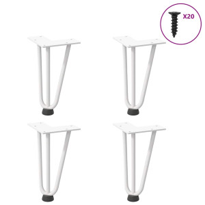 Patas de mesa tipo horquilla 4 uds acero macizo blanco 20 cm D