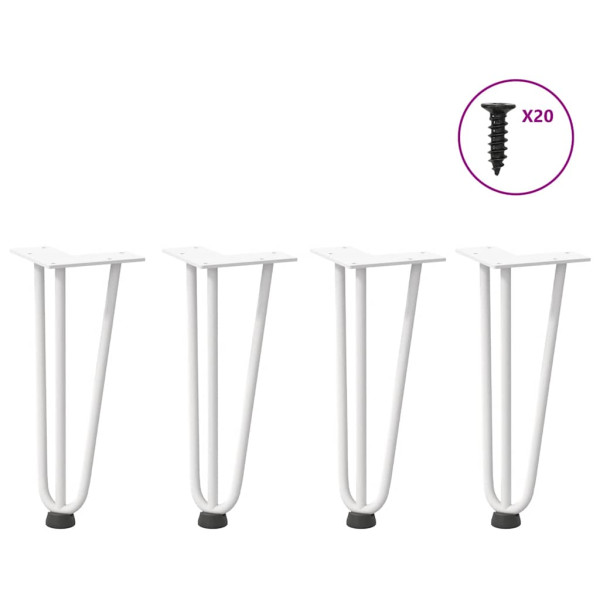 Patas de mesa tipo horquilla 4 uds acero macizo blanco 30 cm D