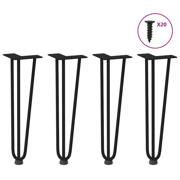 Tabela pernas garfo tipo 4 pcs preto aço sólido 42 cm D