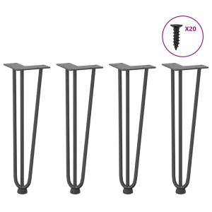 Patas de mesa tipo horquilla 4 uds acero macizo antracita 42 cm D