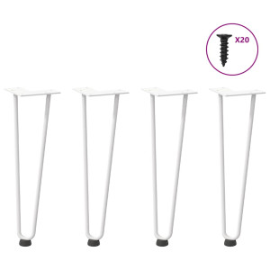 Patas de mesa tipo horquilla 4 uds acero macizo blanco 42 cm D