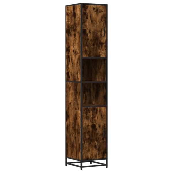 Armario de baño madera y metal roble ahumado 35x37.5x188.5 cm M 2