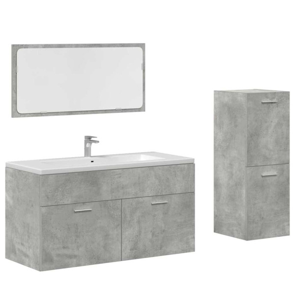Set muebles de baño 2 piezas madera contrachapada gris hormigón M 2