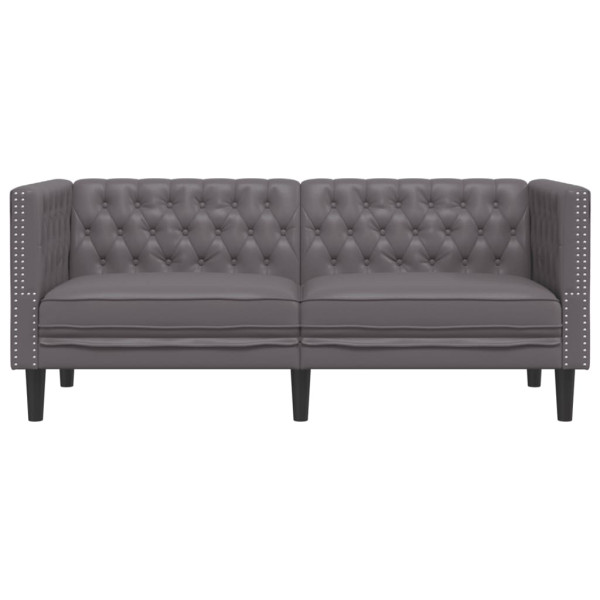 Sofá Chesterfield de 2 plazas cuero artificial gris M 4
