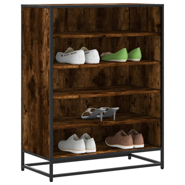 Zapatero de madera y metal roble ahumado 75x38x97.5 cm D
