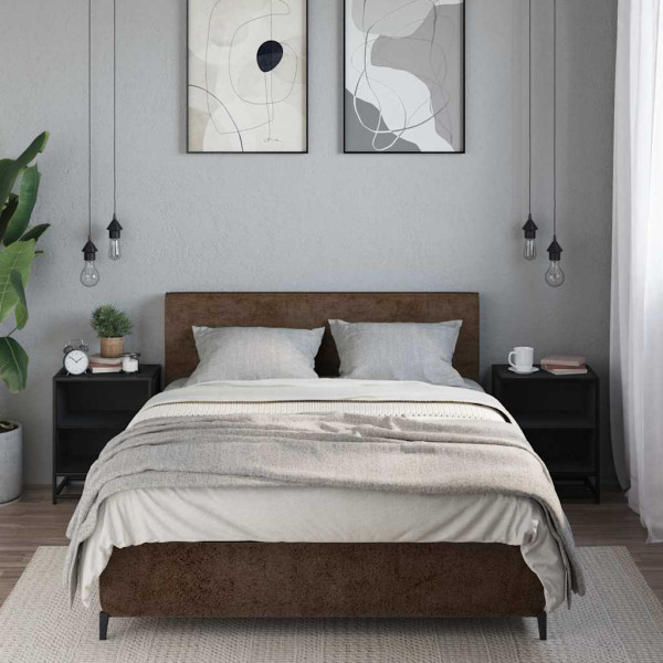 Mesitas de noche 2uds madera ingeniería negro 40x31x50 cm metal M 3