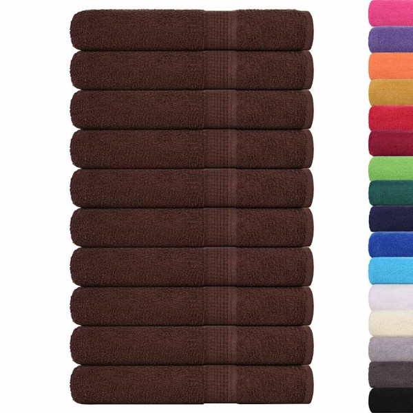Toallas 10 uds 100% algodón marrón 100x200 cm 600 gsm M 2