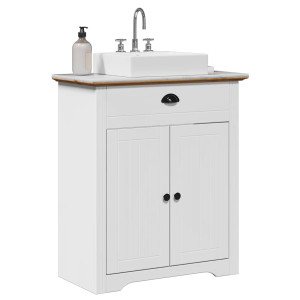 Mueble de baño con lavabo BODO blanco y marrón 70x35x80 cm D