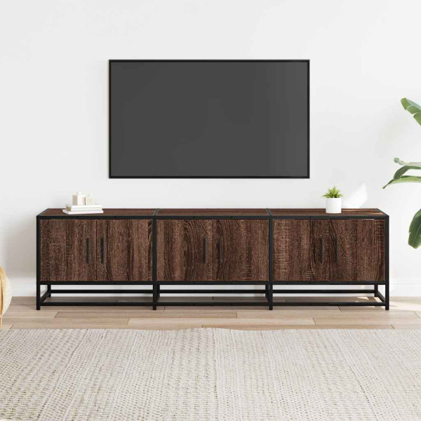 Mueble TV metal y madera ingeniería marrón roble 150x35x41 cm M 3