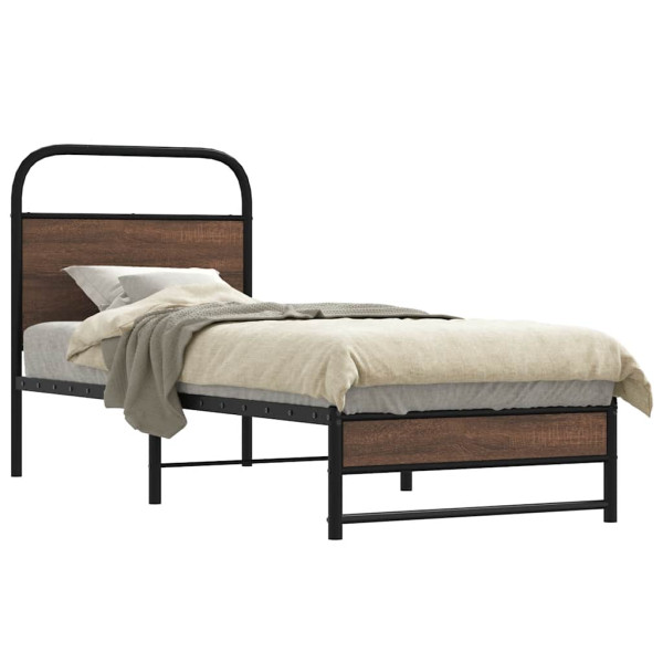 Estructura de cama sin colchón 75x190 cm madera marrón roble D