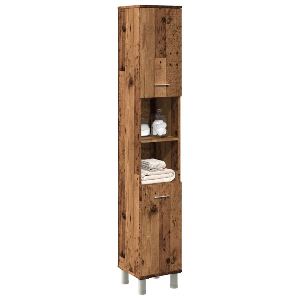 Armario de baño madera contrachapada envejecida 30x30x179 cm D