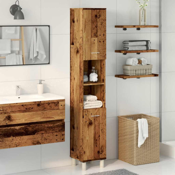 Armario de baño madera contrachapada envejecida 30x30x179 cm M 3