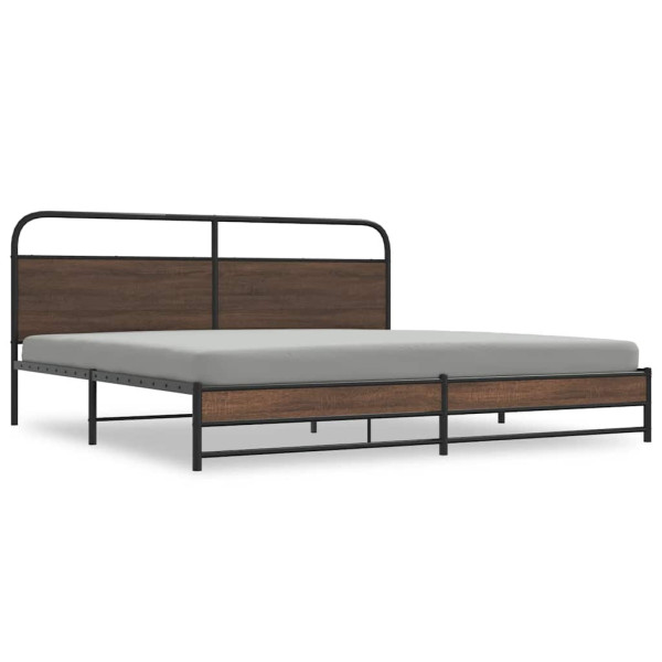 Estructura de cama sin colchón metal roble marrón 200x200 cm M 2