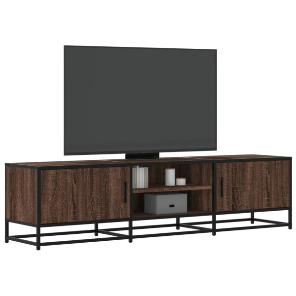 Mueble TV metal y madera ingeniería marrón roble 160x35x41 cm D