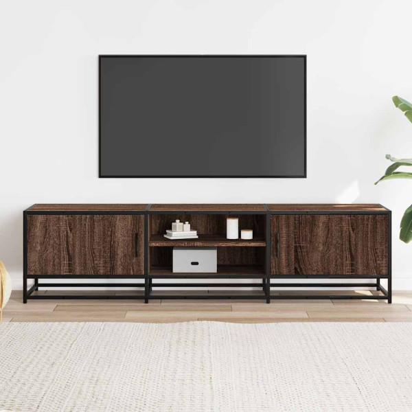 Mueble TV metal y madera ingeniería marrón roble 160x35x41 cm M 3