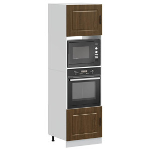Armarios para horno 2 uds Lucca roble marrón madera ingeniería D