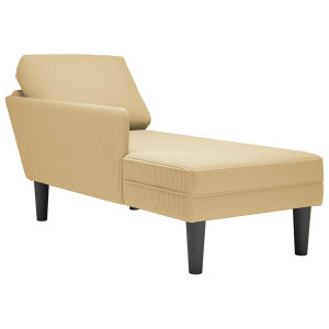 Chaise longue com almofada de veludo cotelê cinza D