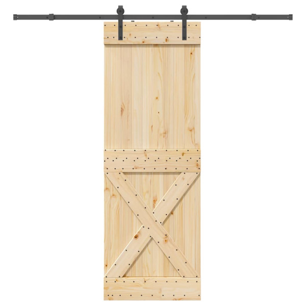 Puerta corredera con herrajes madera maciza de pino 80x210 cm D