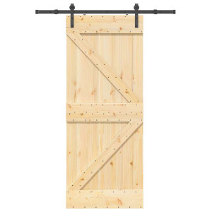 Puerta corredera con herrajes madera maciza de pino 85x210 cm D