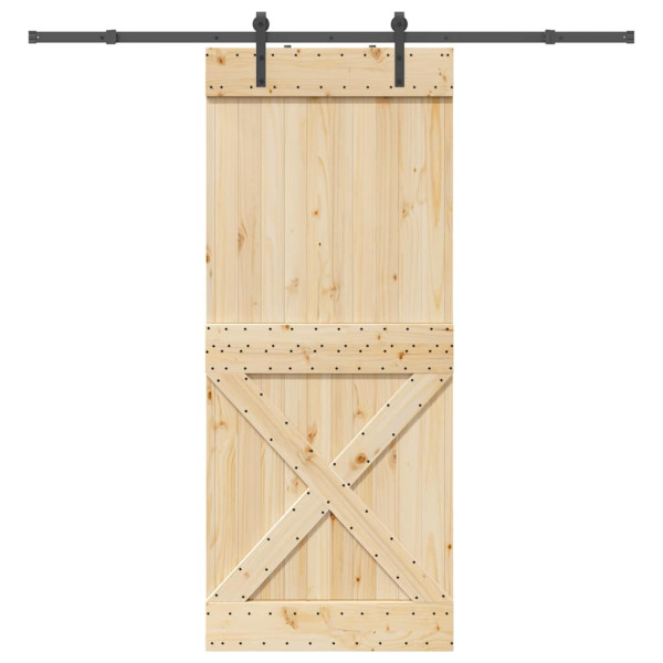 Puerta corredera con herrajes madera maciza de pino 95x210 cm D