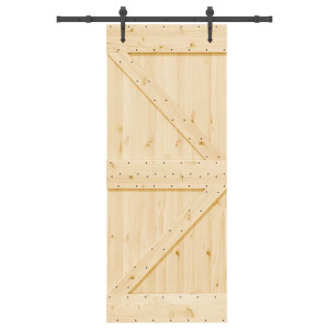 Puerta corredera con herrajes madera maciza de pino 85x210 cm D