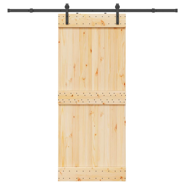 Puerta corredera con herrajes madera maciza de pino 85x210 cm D