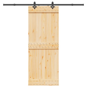 Puerta corredera con herrajes madera maciza de pino 80x210 cm D