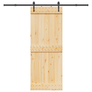 Puerta corredera con herrajes madera maciza de pino 80x210 cm D