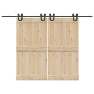 Kit de herrajes para puertas correderas acero negro 183 cm D