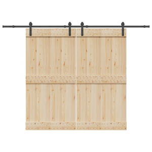 Kit de herrajes para puertas correderas acero negro 213.5 cm D