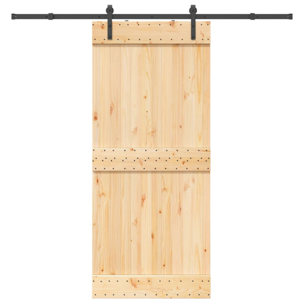 Puerta corredera con herrajes madera maciza de pino 90x210 cm D