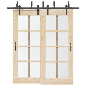 Kit de herrajes para puertas correderas acero negro 200 cm D