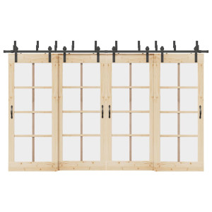 Kit de herrajes para puertas correderas acero negro 183 cm D