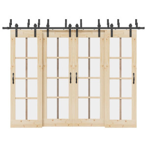 Kit de herrajes para puertas correderas acero negro 152.5 cm D