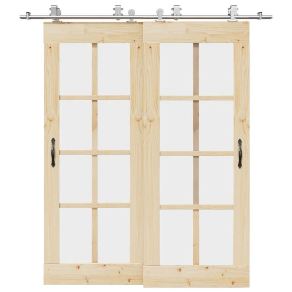 Kit de herrajes para puerta corredera 200 cm acero plateado D