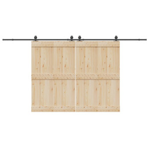 Kit de herrajes para puertas correderas acero negro 213 cm D