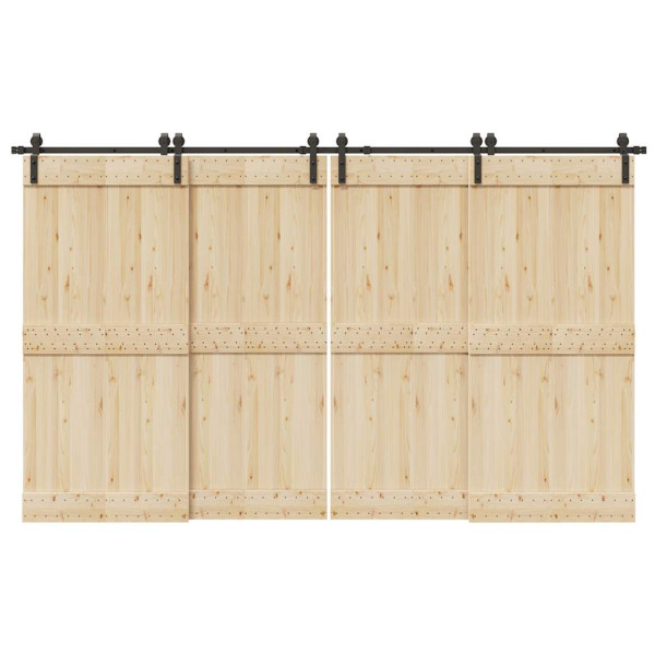 Kit de herrajes para puertas correderas acero negro 183 cm D