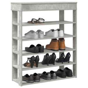 Mueble zapatero madera contrachapada gris hormigón 80x30x98 cm D